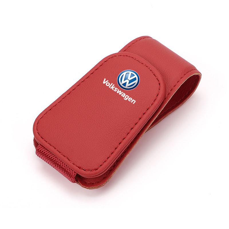 T31Volkswagen Car Sun Visor Sunglasses Holder PU Leather Glasses Clip For Passat b6 Golf Amarok T5 Phaeton ID3 Tiguan Auto Interior