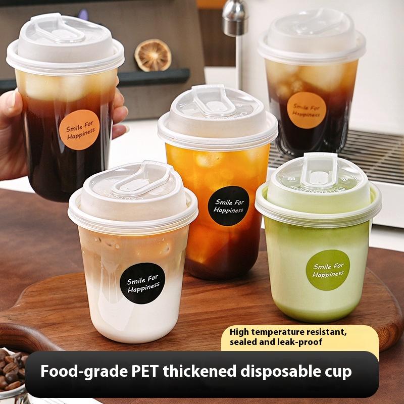 10 шт. Прозрачные кофейные стаканчики с крышками U-образной формы Одноразовые стаканчики для горячих напитков, молочного чая, напитков на вынос