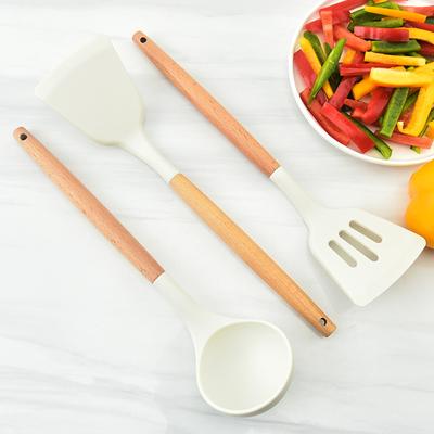 Ручка кухонная лопатка ковш венчики с деревянными многофункциональными силиконовыми белыми кухонными принадлежностями инструмент для приготовления пищи домашняя посуда набор кухонные инструменты ювелирные изделия