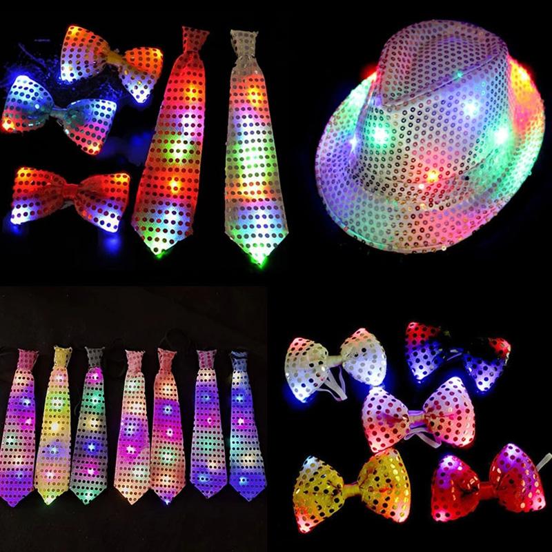1 шт. SequinTie цветной мигающий светящийся галстук унисекс эластичный галстук светодиодный мигающий производительность украшения свадебные принадлежности для вечеринок