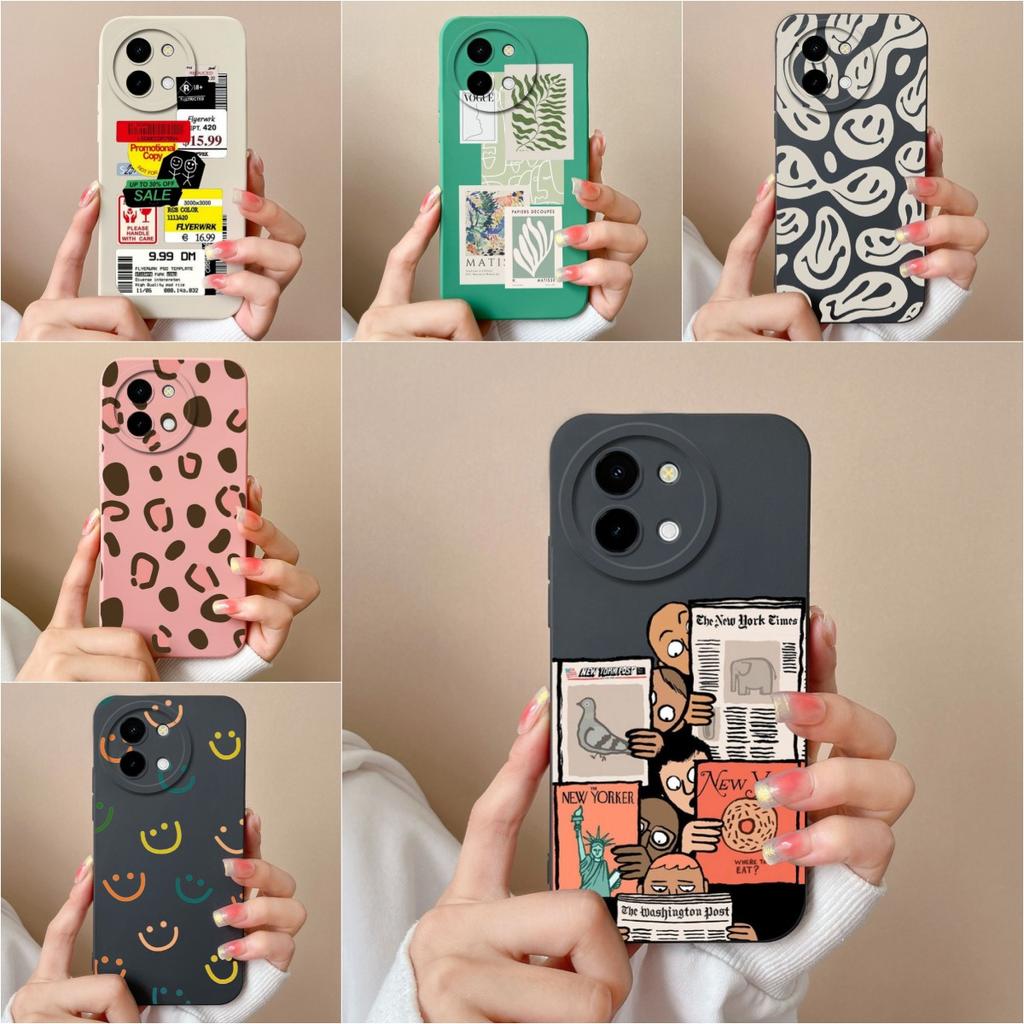 Чехол для Vivo Y200i T3x Y38 Y03 Y28 5G Y 28 4G Shell Fashion Labels Cases Matte Soft Silicone High Quality Super Противоударный Роскошный Корпус Capas