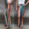 Spring and Summer Women's New Fashion Printed Skinny High Waist Casual Pants Flared Pants Ladies Striped Pants