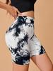 Бесшовные шорты для йоги с высокой талией и эффектом tie-dye, с ощущением персикового нюда