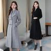Women's Long Coat for Spring/autumn Seasons: Knee-length, Thick, with A Collar, Slim-fitting, and Waist-defining Design.
