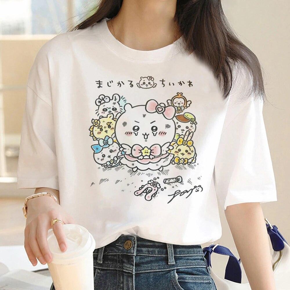 Chiikawa Tshirt Women Anime Comic T Shirt Girl Anime Clothes