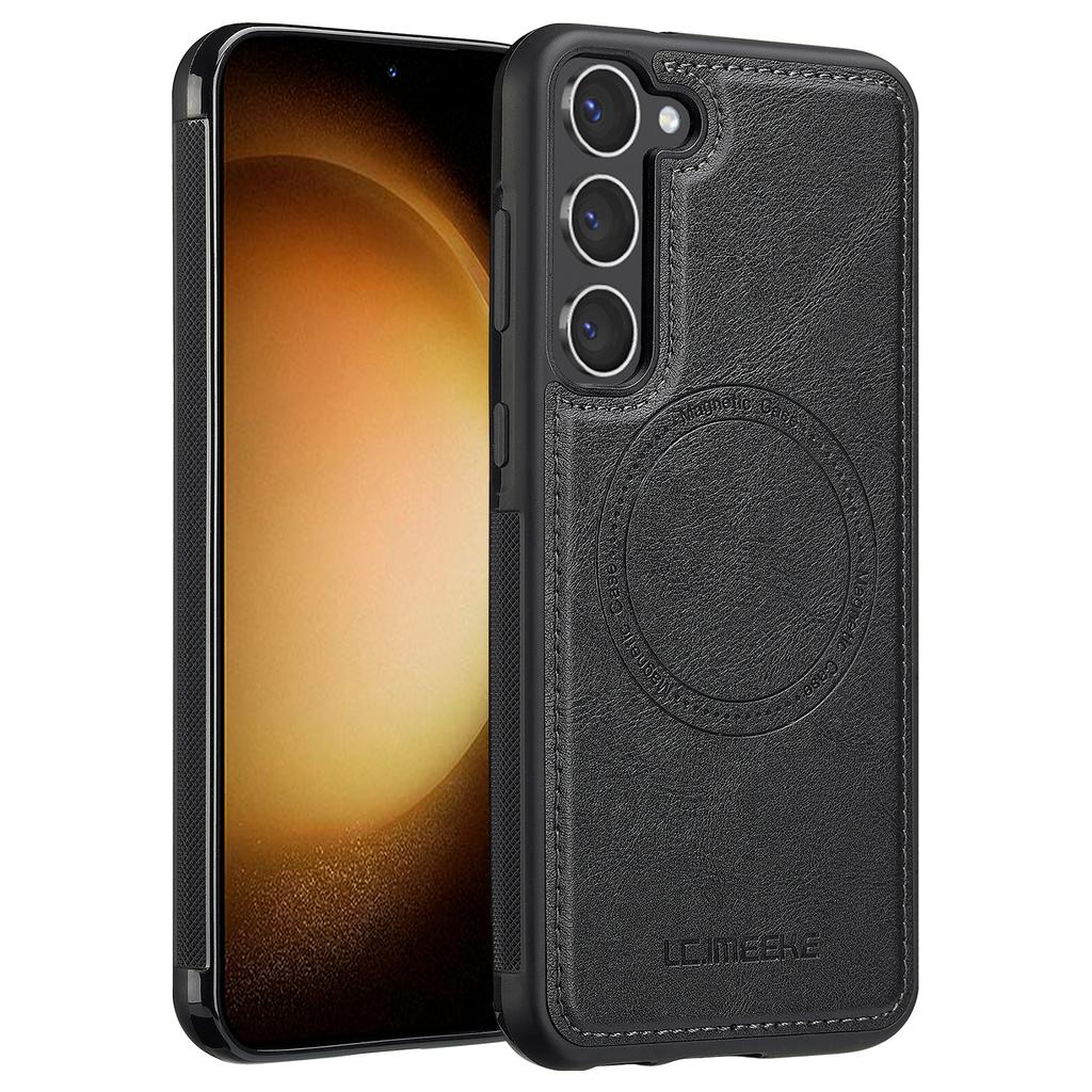 LC.IMEEKE For Samsung Galaxy S23+ Magnetic Case Compatible with MagSafe Leather TPU Back Cover