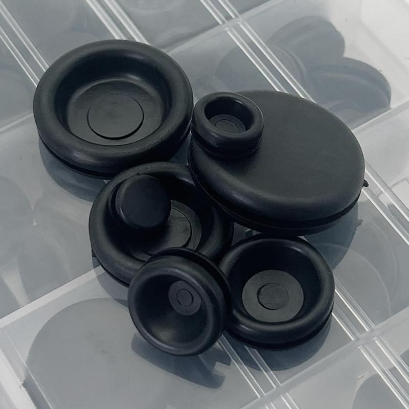 170pcs M7.14/M9.53/M12.07/M15.88/M19.05/M22.23/M25.4 Black Rubber Grommet Hole Plug Assortment Kit Electrical Wire Tools Set