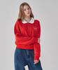 RONRON Heart Ribbon Collar Zip Up Sweatshirt Red