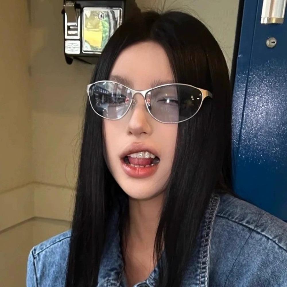 Y2K Sunglasses Girl New Borderless Metal Fashionable Cool Versatile Luxury Brand High Quality Trendy Sunglasses