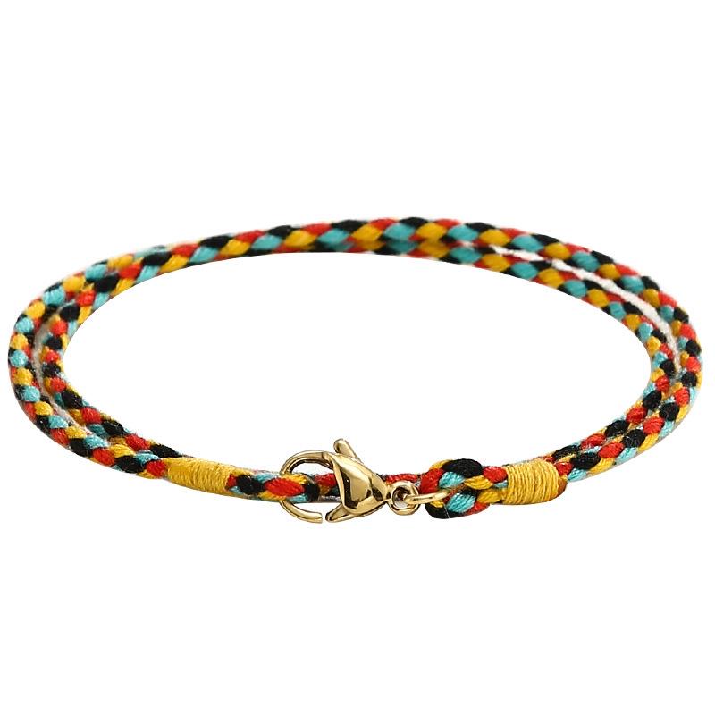 Плетеное колье ручной работы: Красочный мягкий веревочный шнурок и женская ключичная цепочка с подвеской