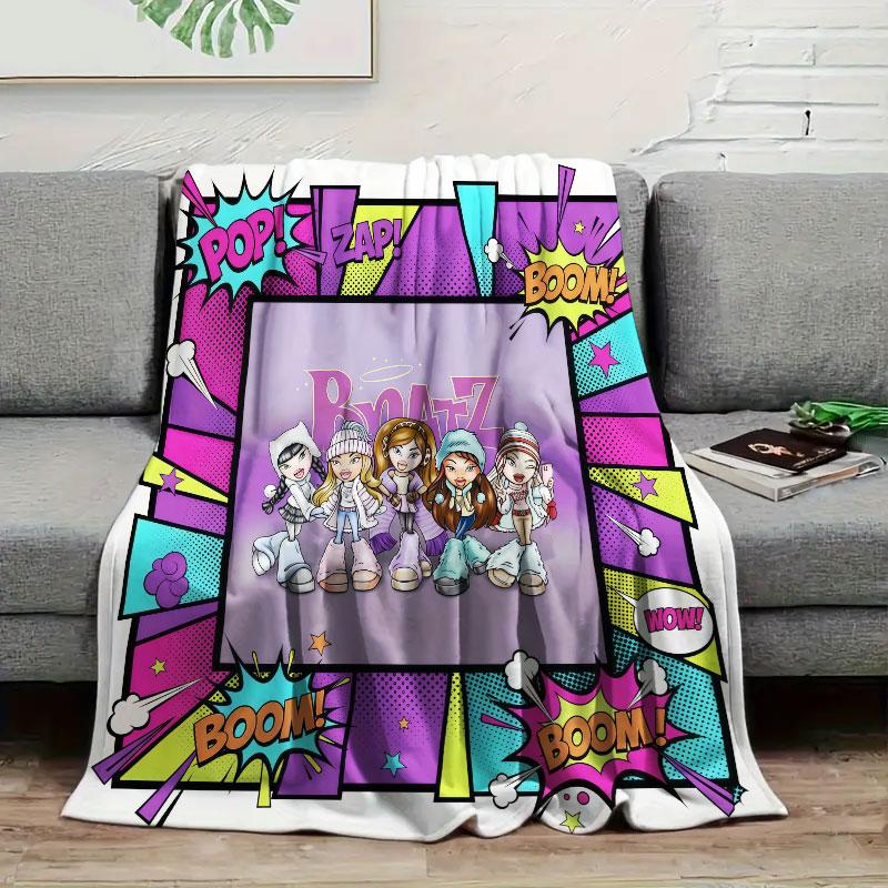 1 шт. Фланелевое одеяло с принтом BRATZ, Высококачественное, Удобное для всех сезонов, Тепло и комфорт, Идеально для рождественских подарков