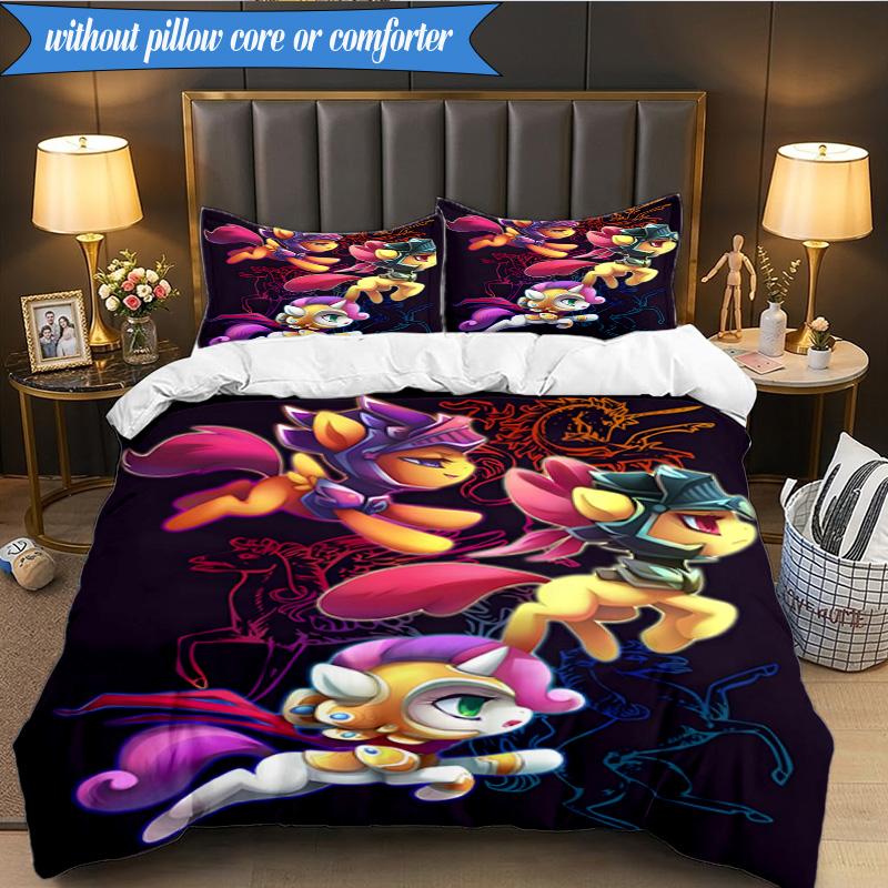 Rainbow unicorn In Clouds 3pcs K-pop music group Bedding set,Ideal for Bedroom, Dormitory,Including Duvet Cover And 2pcs Pillowcases,Fan gifts