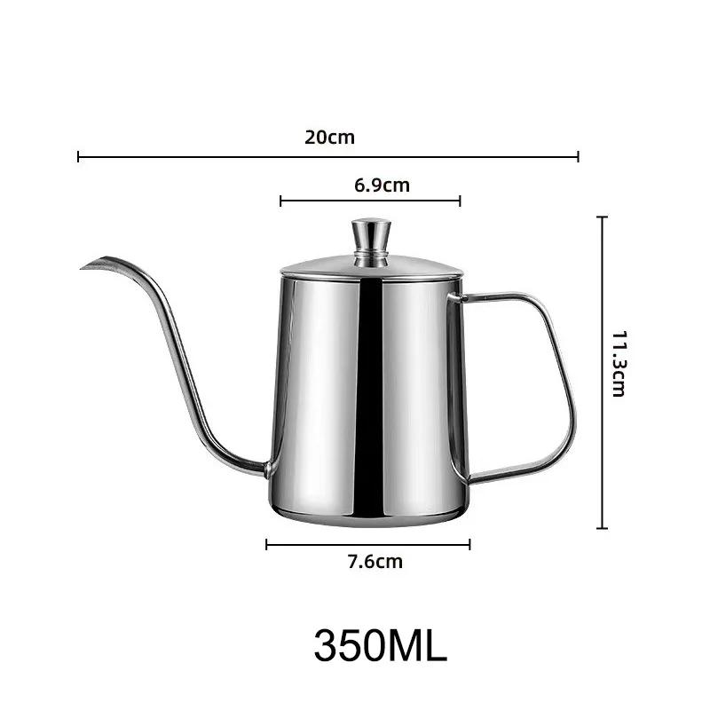 Кофейник объемом 350/600 мл с крышкой, длинным носиком и тонким горлышком, из нержавеющей стали 304, ручной кофейник для заваривания кофе, ручной инструмент для заваривания кофе