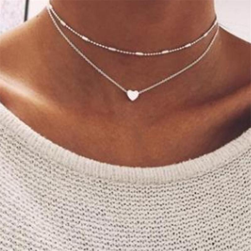 Винтажное мини-сердце на шее для женщин КОРОТКАЯ Цепочка Кулон-сердце-ключ Ожерелье Подарок Этническое Бохо Чокер
