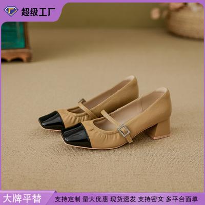 Первый слой овчины удобный и дышащий, одинарная обувь, женская мода 2025 новый темперамент высокие каблуки, толстые каблуки не устают,