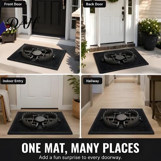 Practical Funny Gift for Family 3D Bear Trap Rug, Optical Illusion Entrance Non-slip Novelty Home Decor Rug Prank Door Mat Front Indoor