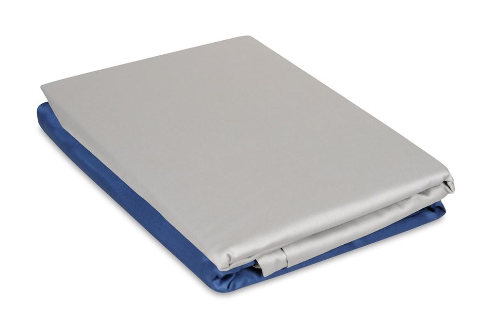 Double-sided satin bedding 140x200 + 70x80 gray/navy blue matex