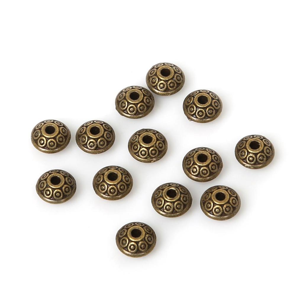 3000Pcs 6mm Tibetan Metal Beads Antique Gold Silver Oval UFO Shape Loose Spacer Beads for Jewelry Making DIY Bracelet Charms