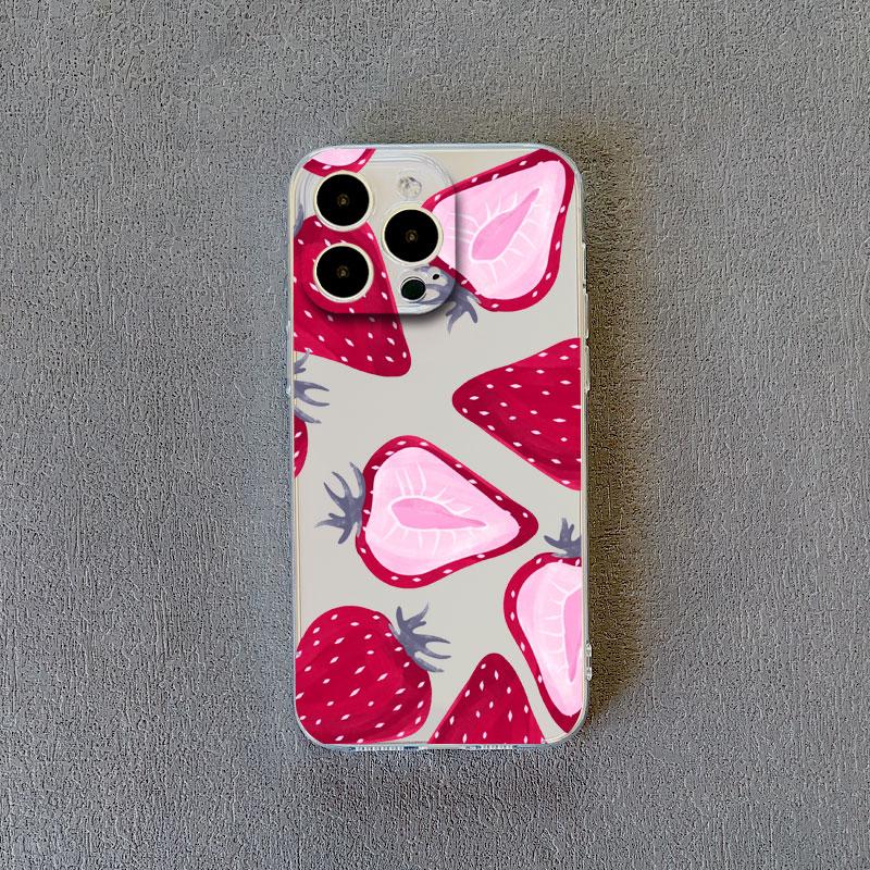 Чехол для телефона с рисунком фруктов (банан, клубника) Прозрачный для iPhone 14 13 12 11 Pro Max 13 12 Mini 14 7 8 Plus XR XS X Прозрачные чехлы