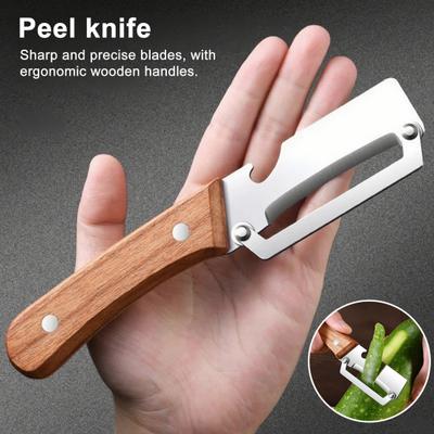 Многофункциональная овощечистка с лезвием из нержавеющей стали и деревянной ручкой, открывалка для бутылок, эффективная овощечистка для картофеля, моркови, быстрая очистка, кухонный инструмент