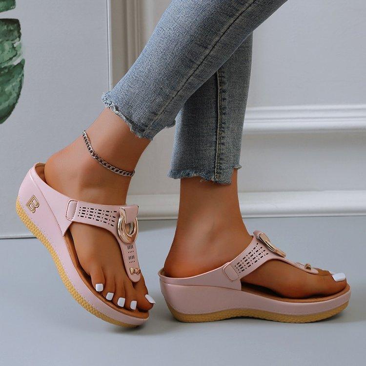 Women's Summer Large Size Clip On High Slope Heel Slippers Casual Flip Flops Outdoor Beach Sandals 35-43