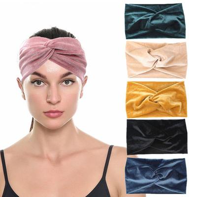 YANRONG бархатная женская повязка на голову, сплошной цвет, широкий тюрбан, вязаная хлопковая повязка для волос, аксессуары для волос, витая завязка