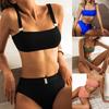 2 шт./компл. мягкий купальник, облегающий комплект бикини с металлической пряжкой и ремешком для плавания