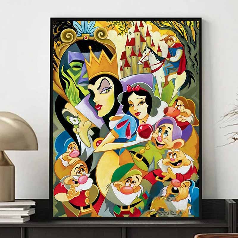 Disney Алмазная мозаика Белоснежка Кубизм Групповой портрет Художественная картина Милый DIY Мозаика из страз Набор для вышивания крестиком Вышивка Подарок Декор для дома