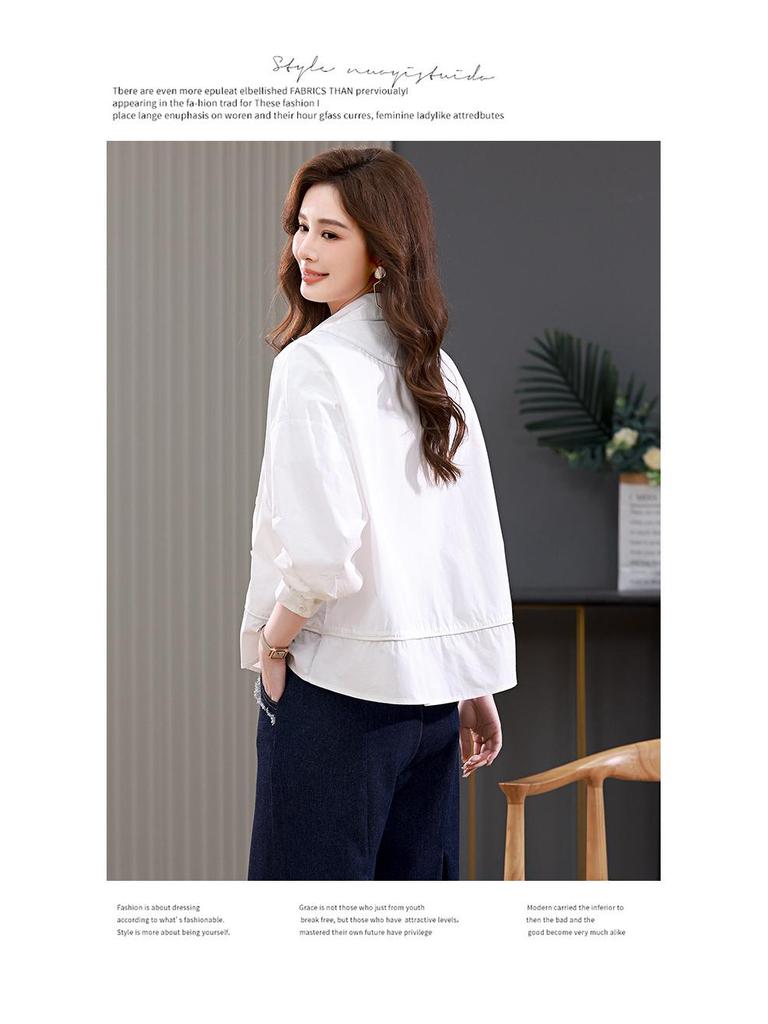 Женская рубашка с длинным рукавом из чистого хлопка - Популярная блузка осень/весна 2024