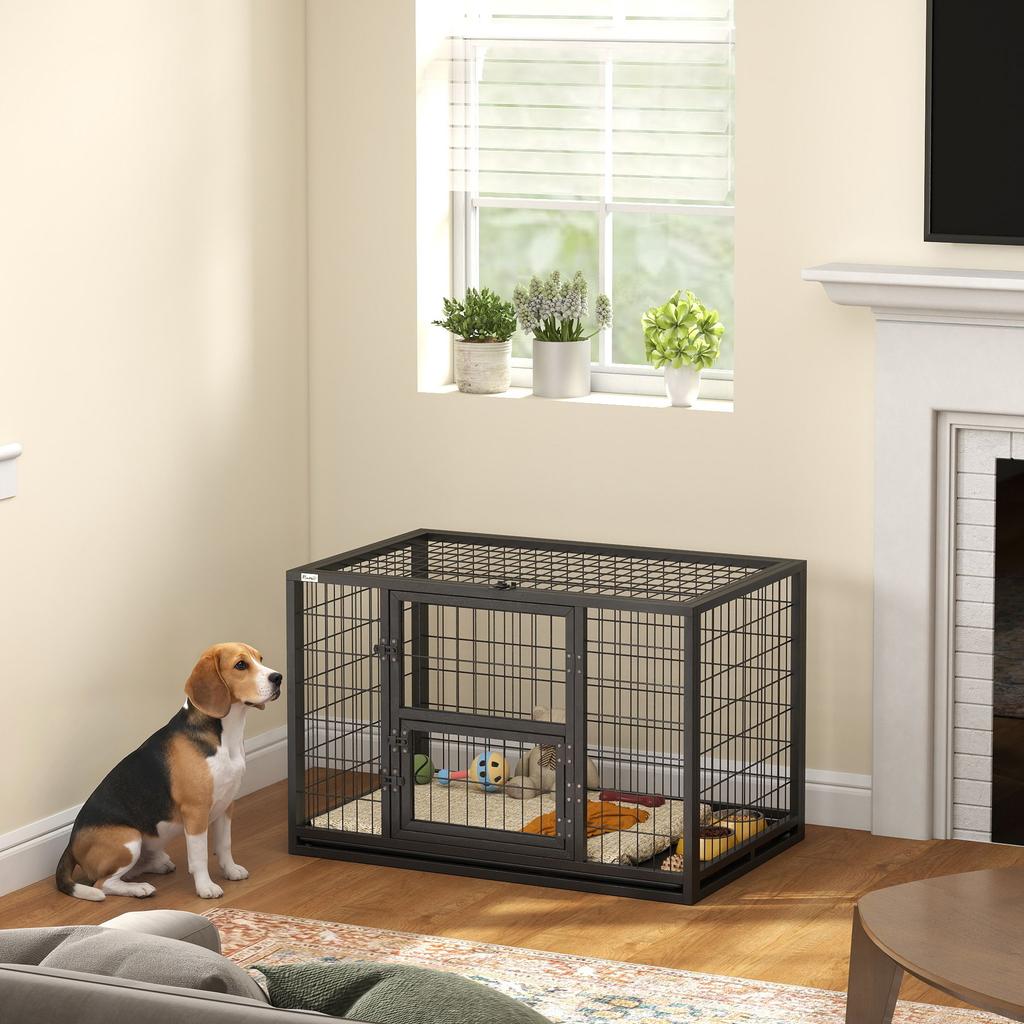 Sturdy Dog Cage, 94x60x64 cm, with Removable Tray.