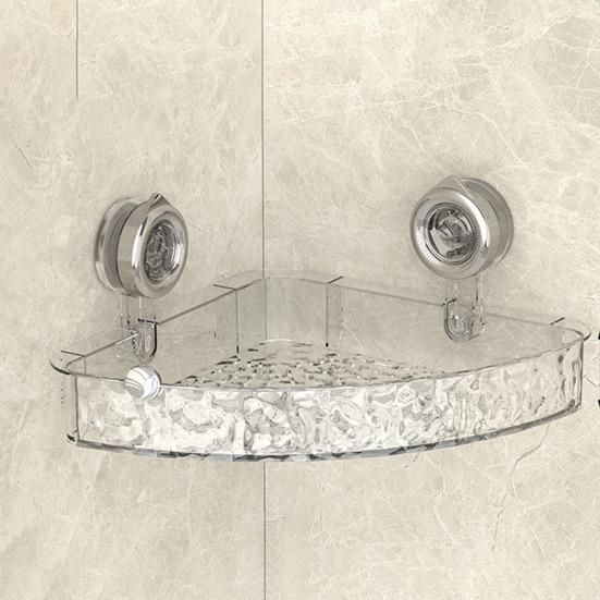 Угловая полка для хранения в ванной комнате, присоска, водонепроницаемая, противоскользящая, высокий забор без перфорации, прозрачный толстый полый дренажный низ, кухня, стена отеля