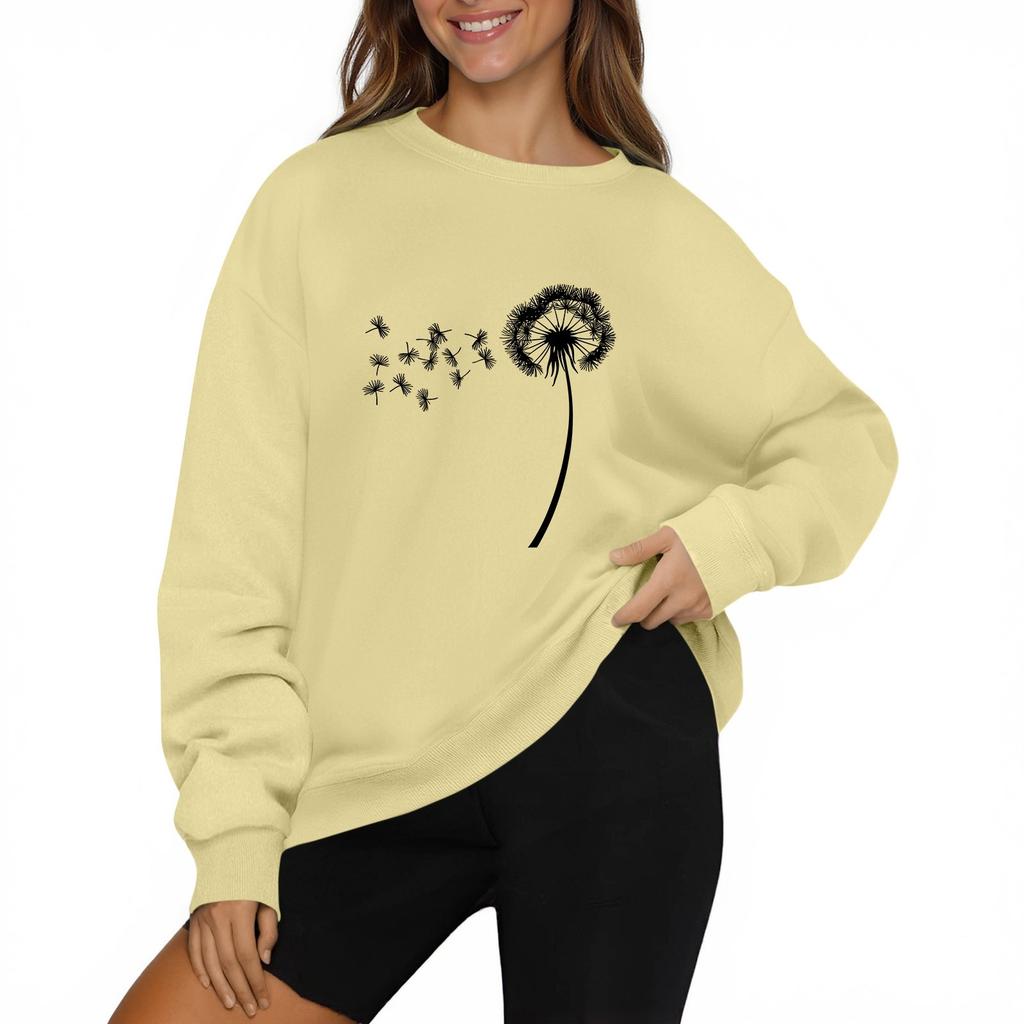 Женская модная повседневная толстовка с длинным рукавом и круглым вырезом с принтом