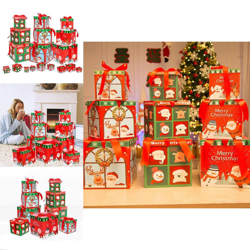 Восхитительная коллекция из 3 премиальных больших подарочных коробок на Рождественский сочельник с элегантной крышкой и лентой