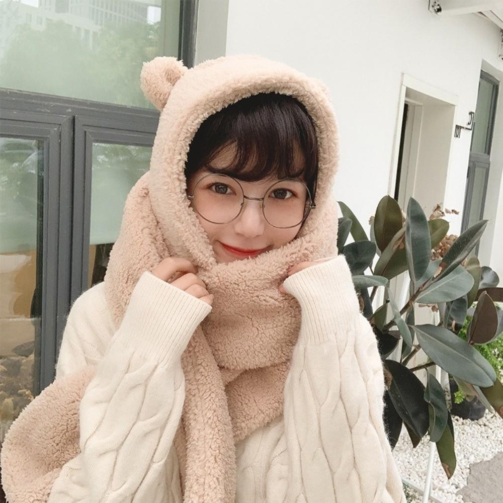 Thick Plush Hat Scarf Gloves Set Cold Resistant Winter Accessories Set Bear Hat Set  Winter Gift