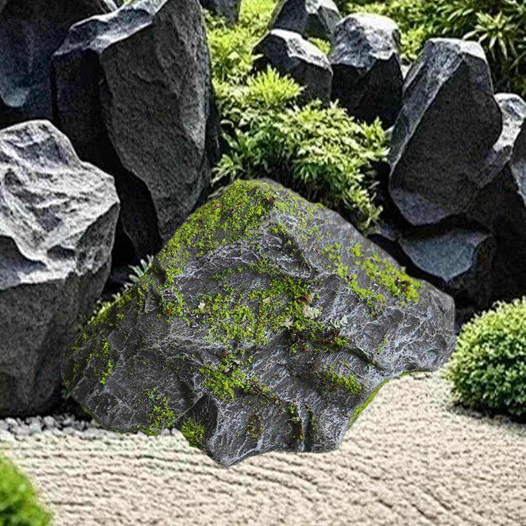 Artificial Rocks Decorative Faux Green Covered Stones Foam for Garden Floral Arrangements Indoor DIY