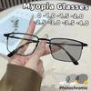 Business Photochromic Myopia Glasses Ultra-Lightweight Comfortable Classic Full-Frame Spectacles Minus Diopter 0 To -4.0