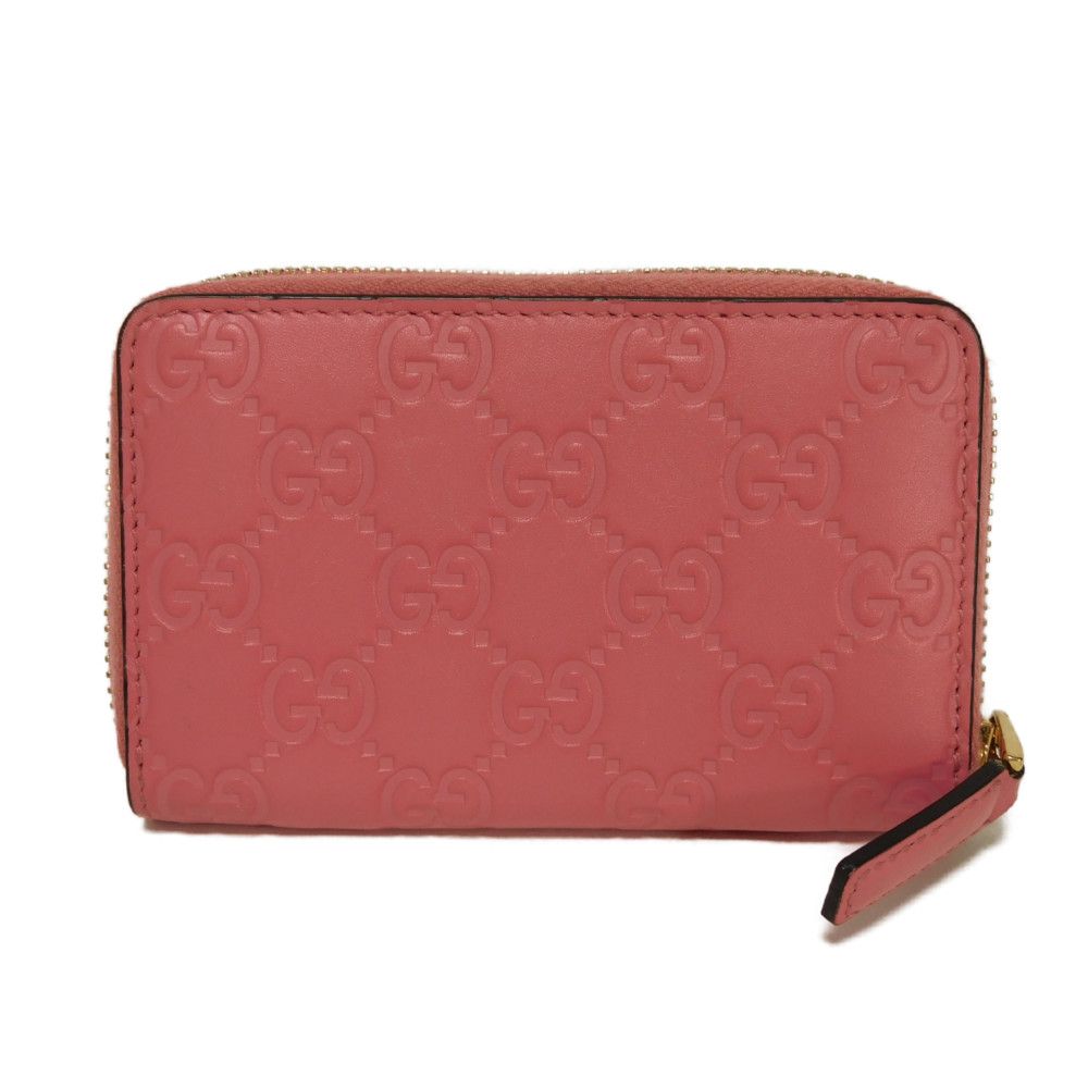 Used Guccissima Coin Purse 9539 255452 7943 Double G Embossed Card Case Zip Around GG Shima Pink Unisex from Japan