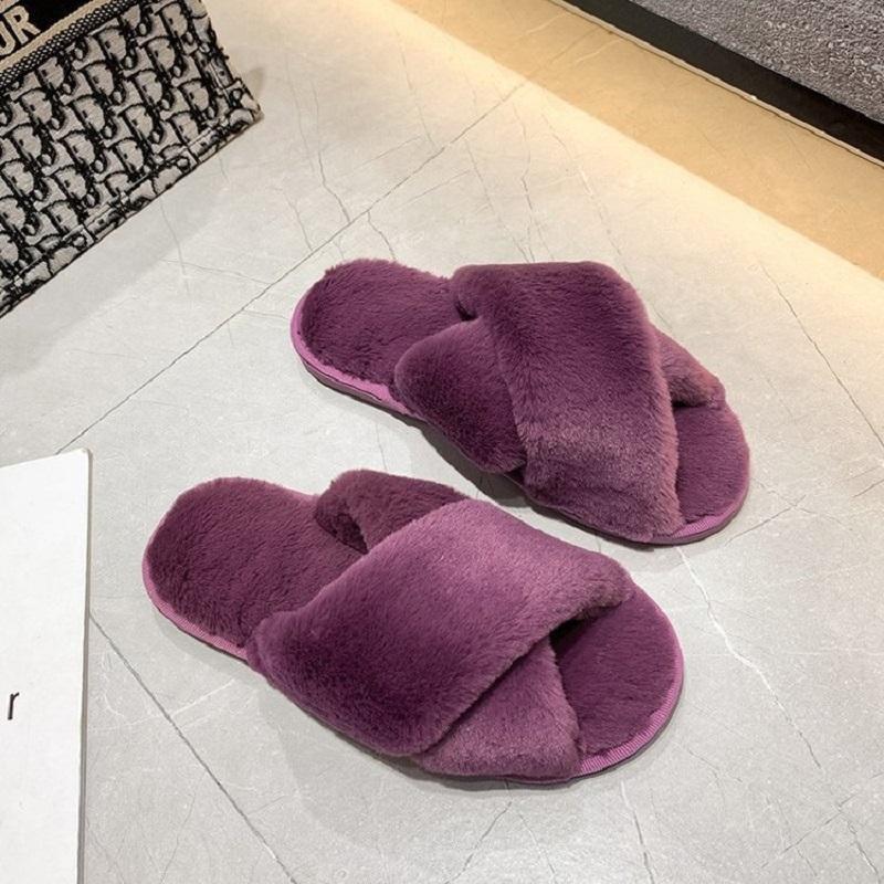 Женские пушистые тапочки для девочек, женские туфли без каблуков с открытым носком из искусственного меха, обувь без каблуков для женщин