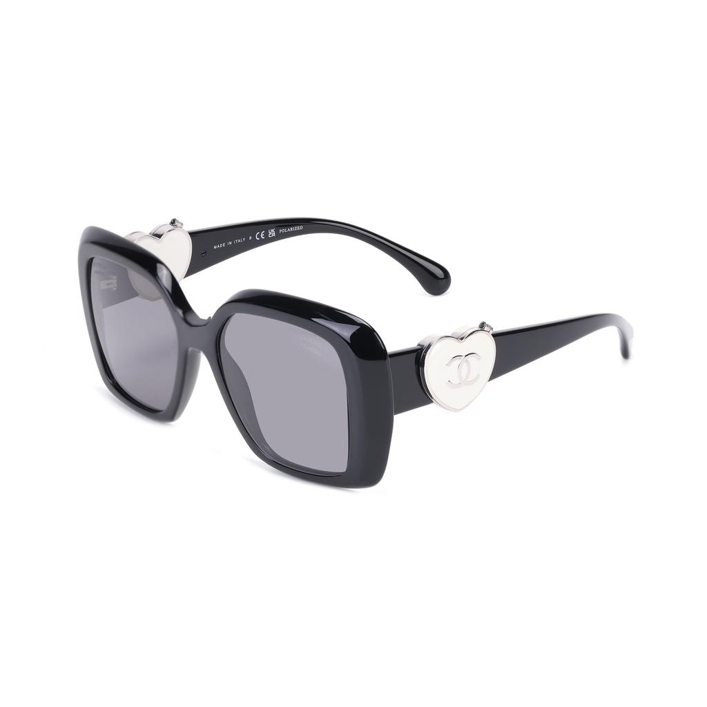 Chanel Sculpted Logo Acetate Irregular Shape Sunglasses Women sunglasses Black CH5518C501T8