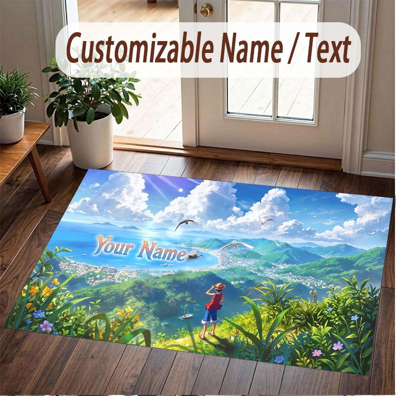 Custom Name Crystal Velvet Rug,One Piece Comfortable Anti Slip Floor Mat For Room Decoration
