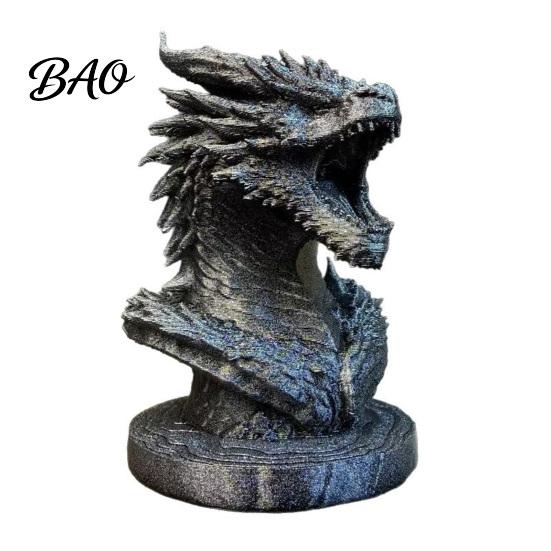 Detailed Dragon Ornament Head Figurine, 3D Printed Fantasy Statue, Mythical Industrial Style Art Animal Sculpture for Home Office Desk Decor,