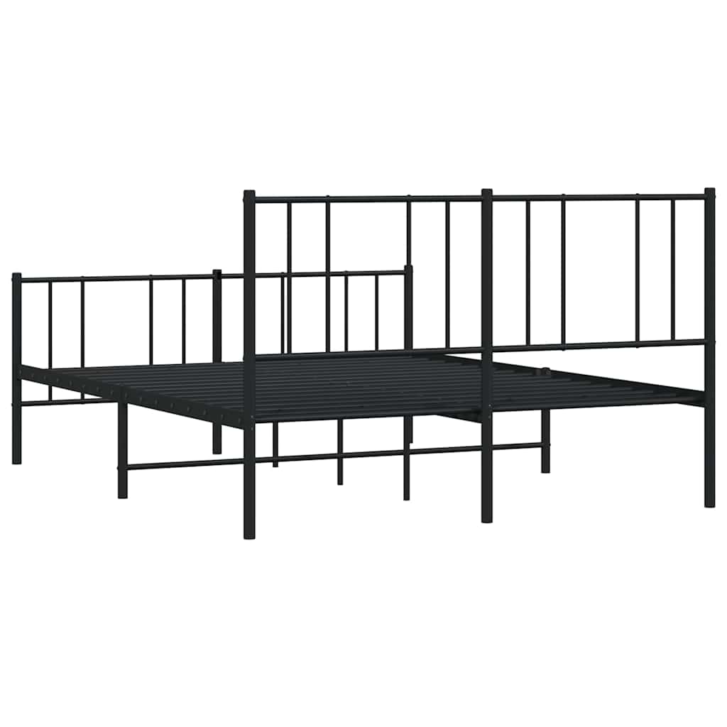 Bed Frame with Headboard and Footboard Metal Black 150x200 cm