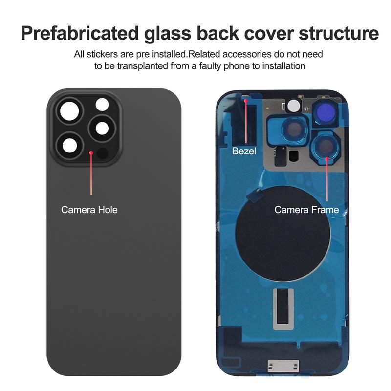Для iPhone 16 Pro Задняя стеклянная панель Крышка аккумулятора Запасные части Задний корпус с объективом камеры для iPhone 16Pro Max