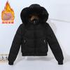 New Velvet Warm Large Fur Collar Live Sleeve Cotton Clothes Women Slim Small Short Thickened Jacket Women