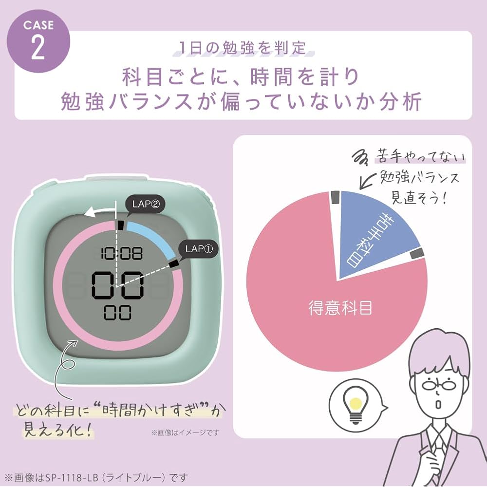 Sonic Study Timer with Lap Function Light Blue SP-1118-LB, Learning Timer, Pace Maker, Time Management Tool
