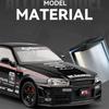 Симуляция 1/24 Модель гоночного автомобиля Nissan GTR из сплава со звуком и светом Коллекционная миниатюрная модель автомобиля Игрушка для детей Мальчика Подарок