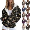Women's Fashion Casual Halloween Printed Sweatshirt Long Sleeve With Pocket Cardigan Jacket Zipper Hoodie Coat