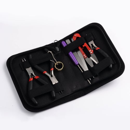 GOOMAND 8-Piece Craft Tool Set for Making Accessories, Includes Tweezers, Nippers, and Scissors (Flat Tweezers, Round Tweezers, Rings, and Awls)