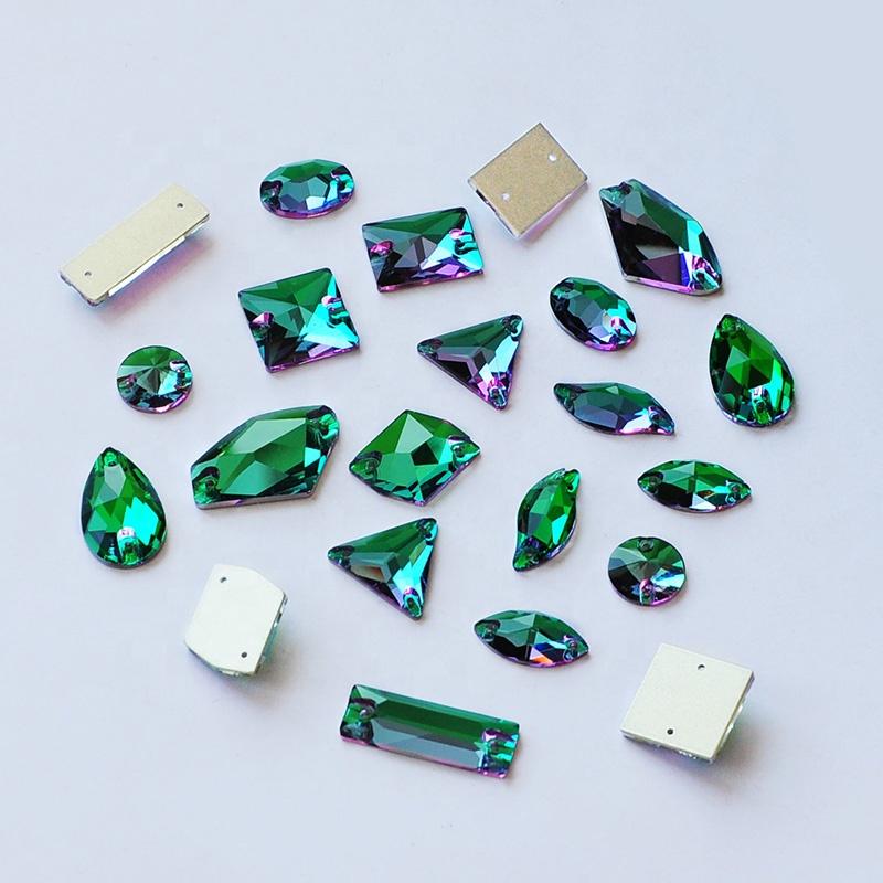 Article 3200 Emerald Flatback Crystal Rivoli Sew on Rhinestone Crystal Beads Wedding Dress