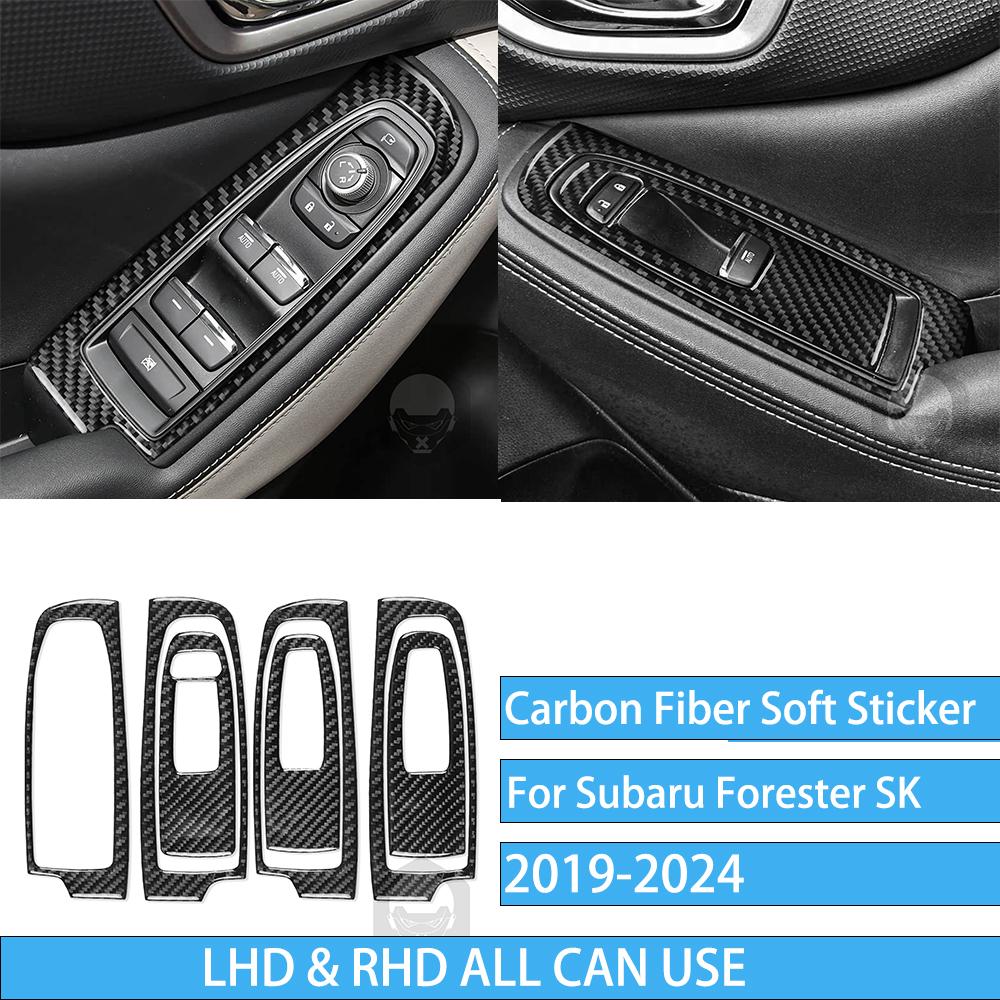 Real Carbon Fiber Car Accessories Gear Air Vent Set Trim Cover Soft Sticker For Subaru Forester SK      2024